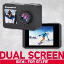 AgfaPhoto Realimove AC7000BK akciókamera, 2,7K, 120°, wifi, 30m-ig vízálló tok, dupla kijelző