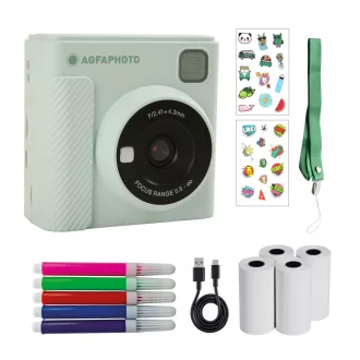   AgfaPhoto Realikids instant cam 2, hőpapíros gyerek fényképezőgép, 4csomag papír, zöld