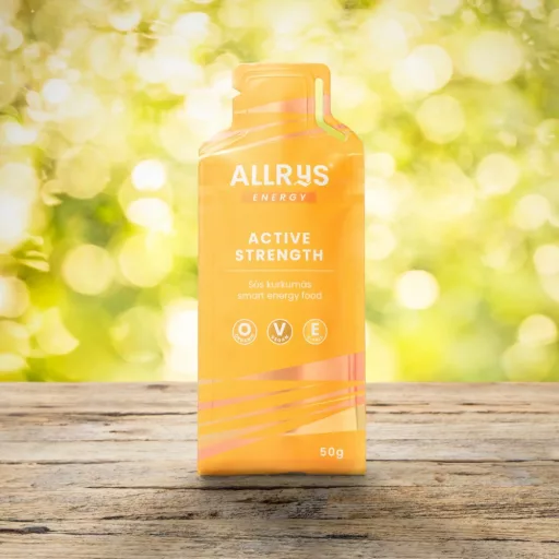 ALLRYS Active Strength vegán, hőkezelt gyömbéres-kurkumás rizskészítmény energiapótlásra