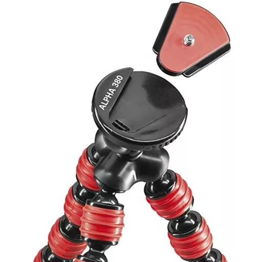 Cullmann Alpha 380; piros, miniállvány mobiladapterrel