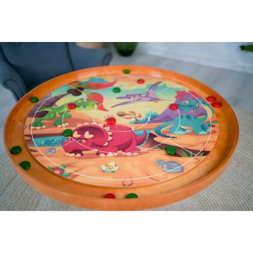 Crokinole Exklúzív prémium fa társasjáték egyedi design-nal, Bronze/Alap készlet, Dió