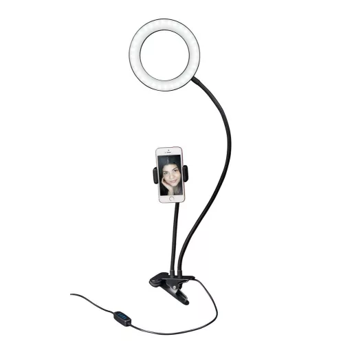 Dörr SLR-16 Bi-Color hajlítható karú LED körlámpa telefon tartóval,csipesszel