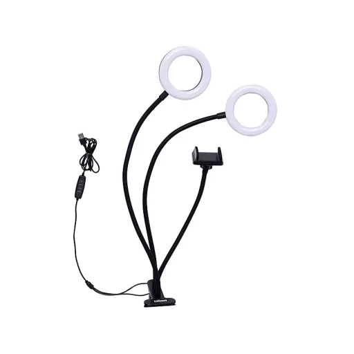 Dörr SLR-12 Bi-Color 2x hajlítható karú LED körlámpa telefon tartóval,csipesszel