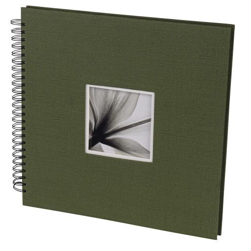 Dörr fotóalbum, spirálos, ablakos, beragasztós, UniTex, 34x34cm, 20lap/40oldal, zöld