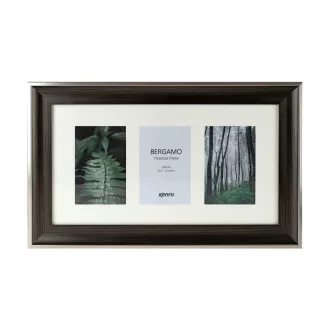   Kenro Bergamo Charcoal multi képkeret, 3db 10x15, faerezet hatás, ezüstszínű matt szegély, szénbarna