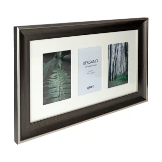   Kenro Bergamo Charcoal multi képkeret, 3db 10x15, faerezet hatás, ezüstszínű matt szegély, szénbarna