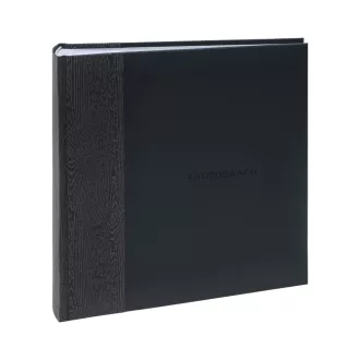   Kenro Kington fotóalbum, memo, 200db 10x15, faerezet minta, PHOTOGRAPH dombornyomott felirat, fekete