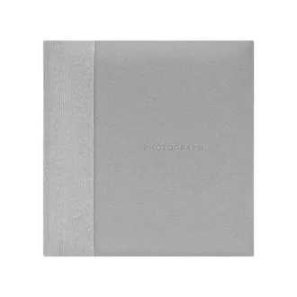   Kenro Kington fotóalbum, memo, 200db 10x15, faerezet minta, PHOTOGRAPH dombornyomott felirat, szürke