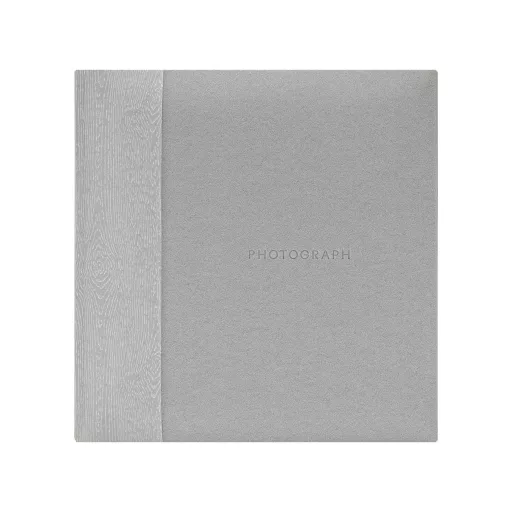 Kenro Kington fotóalbum, memo, 200db 10x15, faerezet minta, PHOTOGRAPH dombornyomott felirat, szürke