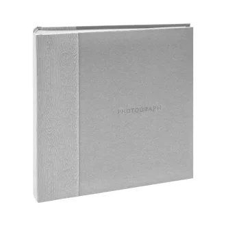   Kenro Kington fotóalbum, memo, 200db 10x15, faerezet minta, PHOTOGRAPH dombornyomott felirat, szürke