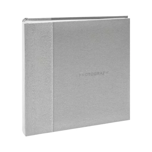 Kenro Kington fotóalbum, memo, 200db 10x15, faerezet minta, PHOTOGRAPH dombornyomott felirat, szürke
