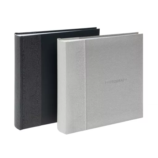 Kenro Kington fotóalbum, memo, 200db 10x15, faerezet minta, PHOTOGRAPH dombornyomott felirat, szürke