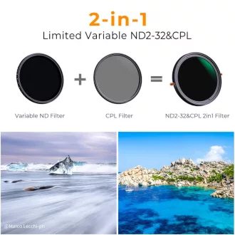   K&F Concept NANO-X, CPL+VARIO ND2-32 szűrő, w/o black cross, HD, vízlep, karcálló, törlőkendő, 72mm
