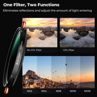   K&F Concept NANO-X, CPL+VARIO ND2-32 szűrő, w/o black cross, HD, vízlep,karcálló,törlőkendő,V2, 77mm