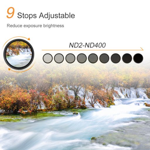 K&F Concept Slim vario ND 2-400 változtatható szürkeszűrő, 67 mm