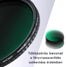 K&F Concept NANO-X, VARIO ND 2-32 szűrő, W/O Black cross, vízlep., karcálló, +3db törlőkendő, 49mm
