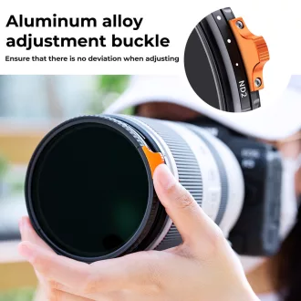   K&F Concept NANO-X Slim, HD, VARIO ND 2-400 változtatható szürkeszűrő, vízlepergető, karcálló, 77mm