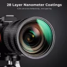 K&F Concept NANO-X, VARIO ND 2-32 szűrő, W/O Black cross, vízlep., karcálló, +3db törlőkendő, 62mm