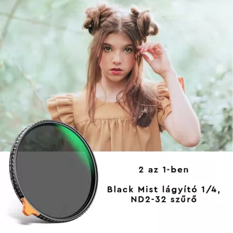   K&F Concept 62mm Multifunkcionális Black Mist lágyító 1/4, ND2-32 szűrő