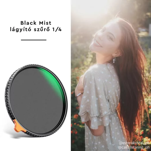 K&F Concept 62mm Multifunkcionális Black Mist lágyító 1/4, ND2-32 szűrő