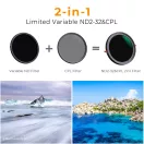 K&F Concept NANO-X, CPL+VARIO ND2-32 szűrő, w/o black cross, HD, vízlep, karcálló, törlőkendő, 40,5m