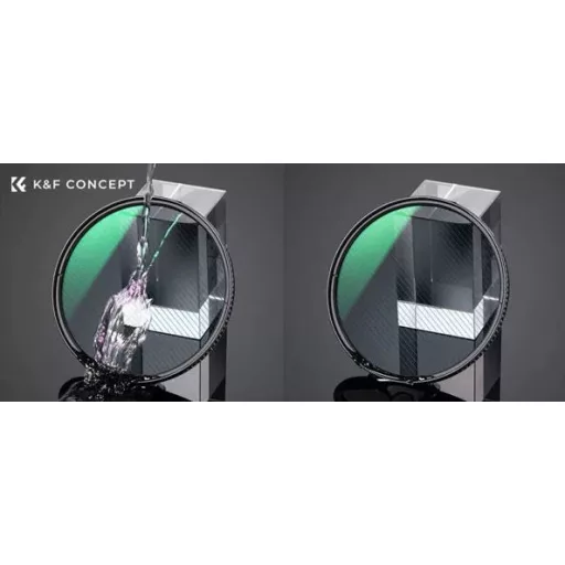 K&F Concept NANO-X series, Blue Streak szűrő, vízlepergető, karcálló, zöld bevonat, 77mm