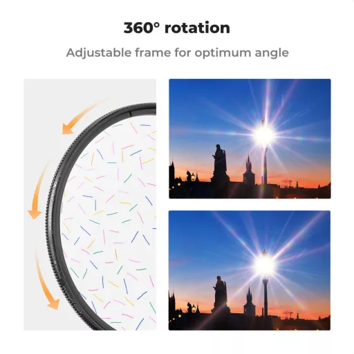 K&F Concept színes csillagszűrő, effekt szűrő, ultra vékony keret, 72mm, +3db törlőkendő