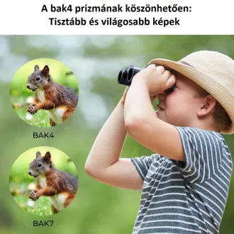 K&F Concept 8x21 HD távcső, BAK4, IP65 vízálló, fekete