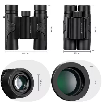 K&F Concept 10x25 HD távcső, BAK4, IP65 vízálló, fekete