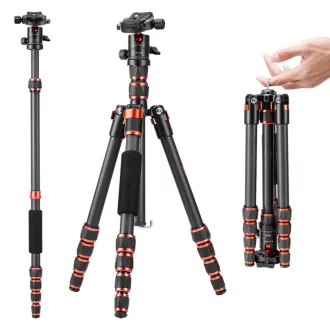   K&F Concept C225C0+BH-25 karbon állvány, 155cm magasság, 8kg teherbírás