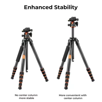   K&F Concept A255C2+BH-36L karbon állvány, 156cm magasság, 15kg teherbírás