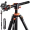 K&F Concept T255A3 + BH-28L állvány + monopod, elforgatható középoszloppal, fekete-narancssárga