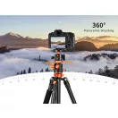 K&F Concept T255A3 + BH-28L állvány + monopod, elforgatható középoszloppal, fekete-narancssárga