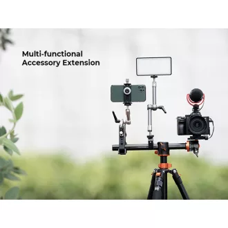   K&F Concept T255A3 + BH-28L állvány + monopod, elforgatható középoszloppal, fekete-narancssárga