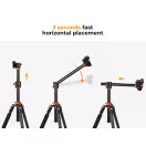 K&F Concept T255A3 + BH-28L állvány + monopod, elforgatható középoszloppal, fekete-narancssárga