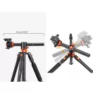 K&F Concept T255A3 + BH-28L állvány + monopod, elforgatható középoszloppal, fekete-narancssárga