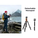 K&F Concept T255A3 + BH-28L állvány + monopod, elforgatható középoszloppal, fekete-narancssárga