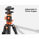 K&F Concept T255A3 + BH-28L állvány + monopod, elforgatható középoszloppal, fekete-narancssárga