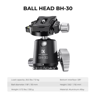   K&F Concept X254C4+BH-30 karbon állvány + monopod, 172cm magasság, 12kg teherbírás