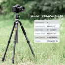 K&F Concept X284C4+BH-36 karbon állvány + monopod, 172cm magasság, 16kg teherbírás