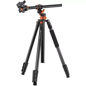  K&F Concept T254A7+BH-28L állvány + monopod, elforgatható középoszloppal, fekete-narancs
