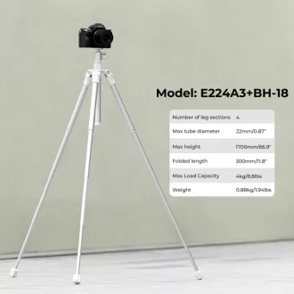  K&F Concept E224A3+BH-18 állvány, selfie bot, GoPro adapter, telefon adapter, bluetooth kioldó