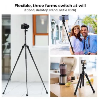   K&F Concept E224A3+BH-18 állvány, 170cm magasság, 4kg teherbírás, selfie bot, bluetooth kioldó