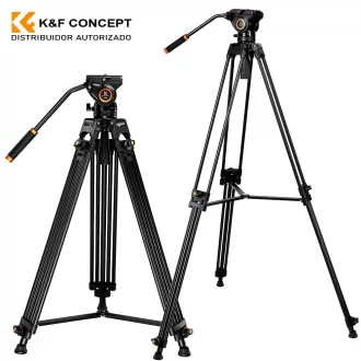   K&F Concept VA18 videó állvány, VH081 fluid video fej, 183cm magasság, 8kg teherbírás