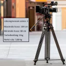 K&F Concept VA18 videó állvány, VH081 fluid video fej, 183cm magasság, 8kg teherbírás