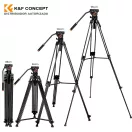 K&F Concept VA18 videó állvány, VH081 fluid video fej, 183cm magasság, 8kg teherbírás