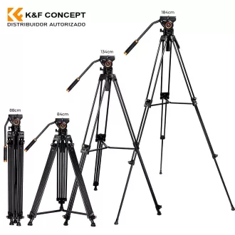   K&F Concept VA18 videó állvány, VH081 fluid video fej, 183cm magasság, 8kg teherbírás