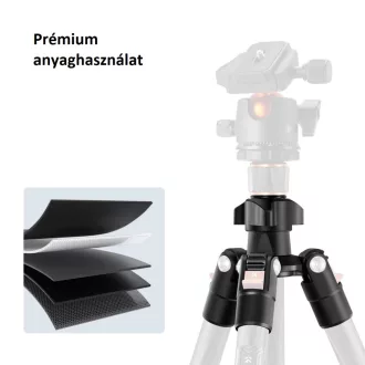   K&F Concept K254C2 karbon állvány, BH-36L gömbfej, 162cm magasság, 8kg teherbírás