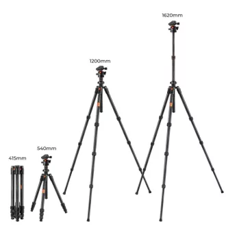   K&F Concept K254C2 karbon állvány, BH-36L gömbfej, 162cm magasság, 8kg teherbírás