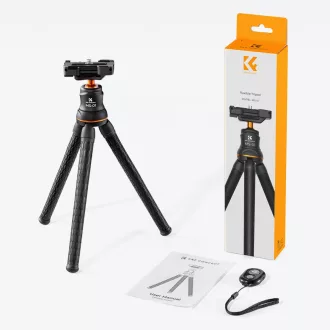   K&F Concept MS-01 hajlítható lábú állvány, gömbfejjel, bluetooth kioldóval